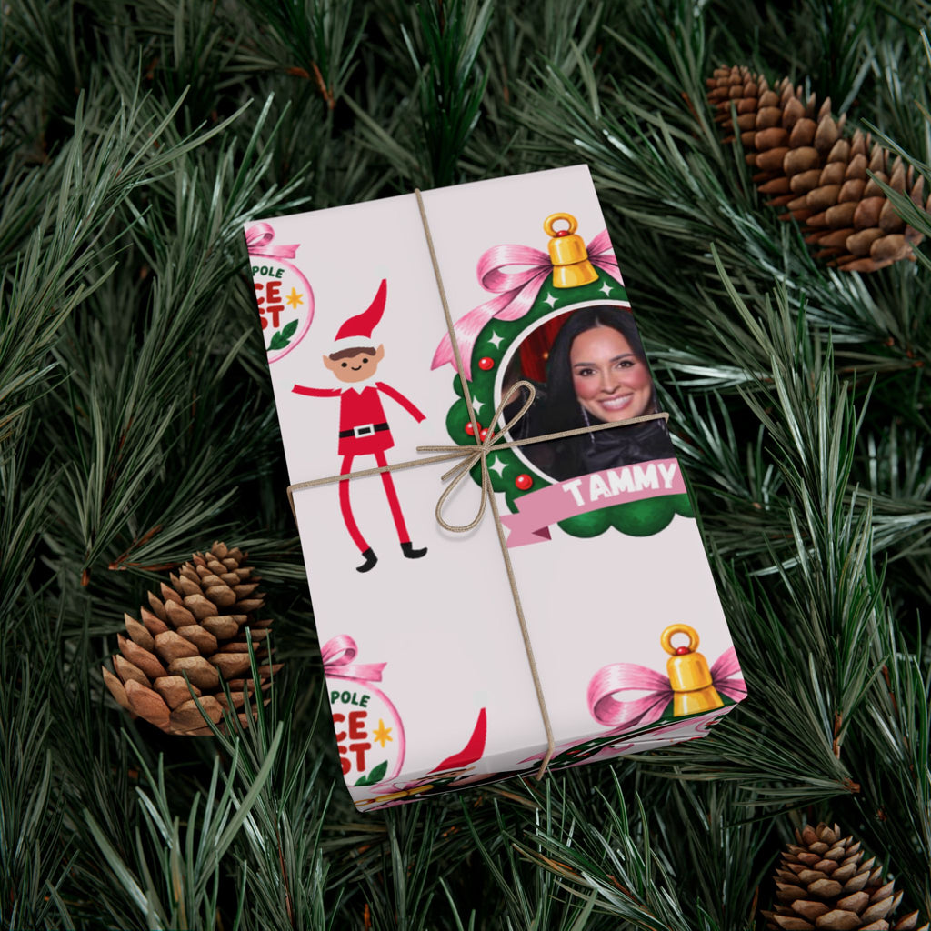 Nice List Personalized Photo Wrapping Paper (Pink)